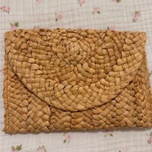 Woven Tan Clutch Bag